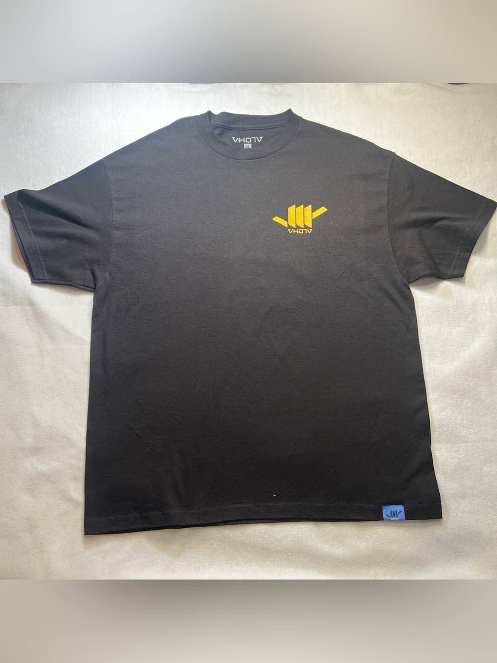 Black Crew Neck Tee with Yellow Logo (0050)
